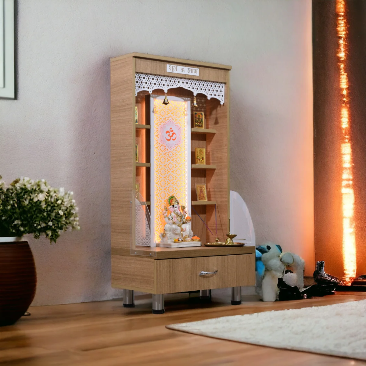 Mandir category icon showing a wooden mandir